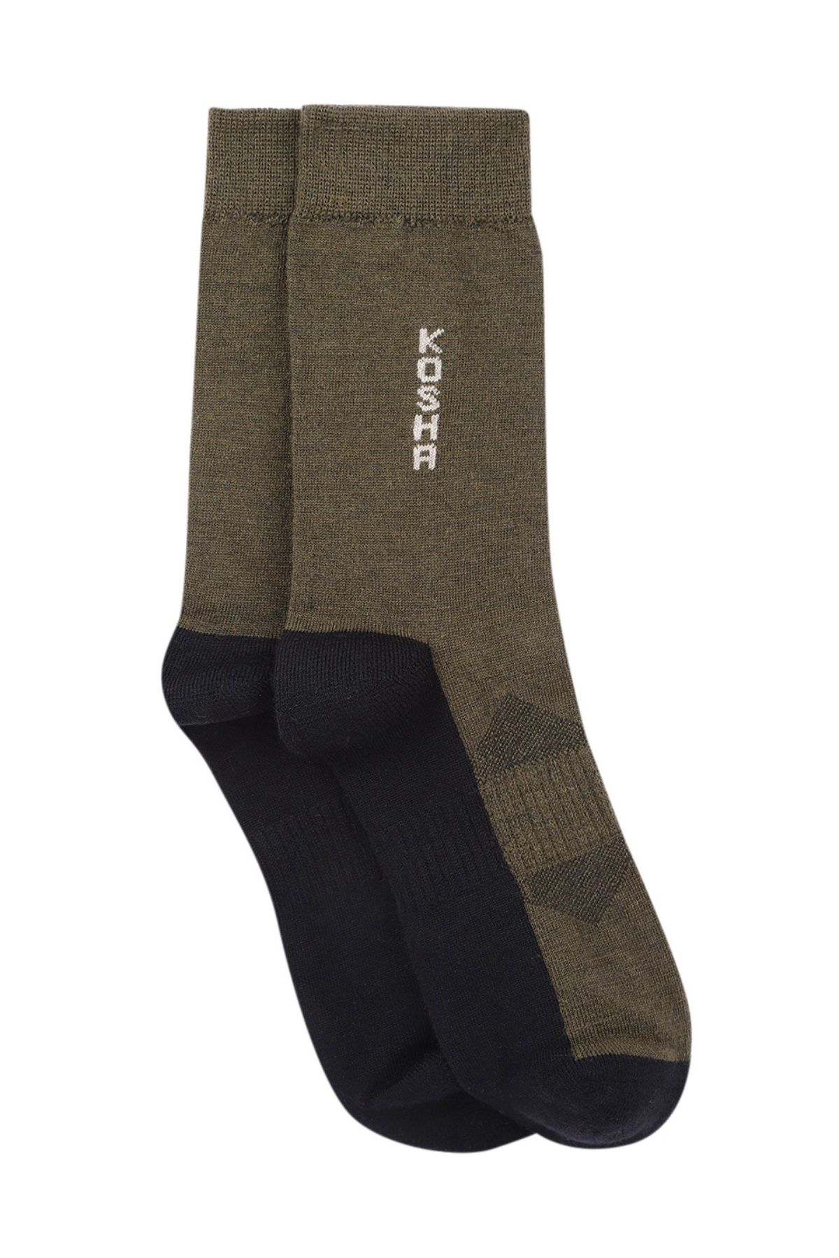 Cushioned Merino Wool Olive-Black Regular Socks | Men